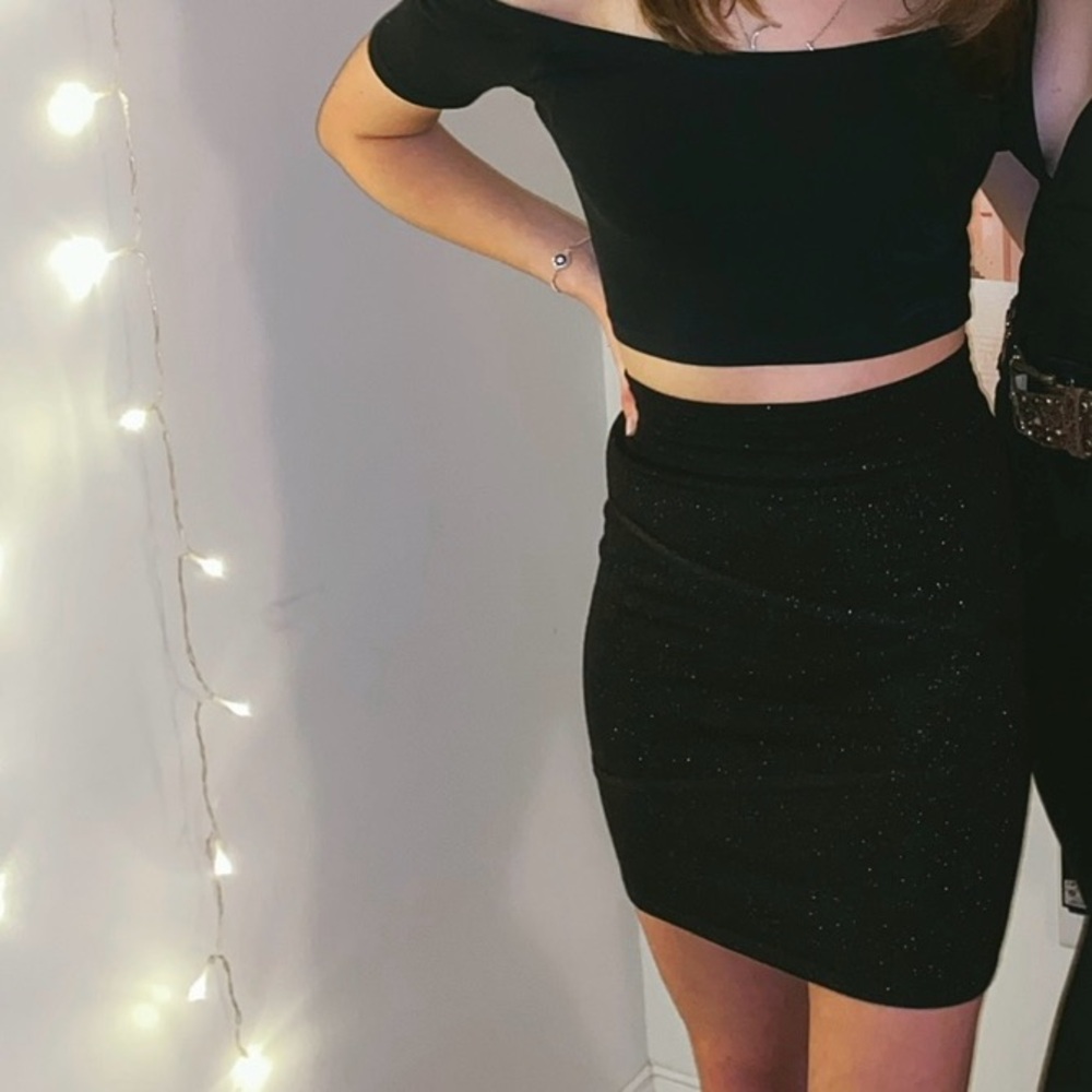 Black Sparkly Body con Skirt